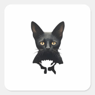 Florals Whimsigoth Gothic Style Kitty And Poppies Square Sticker