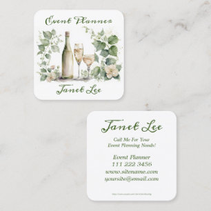 Florals With Wine Event Planner Square Business Card