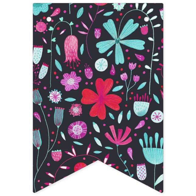 FloralWatercolor Dark Bunting Flags (First Flag)