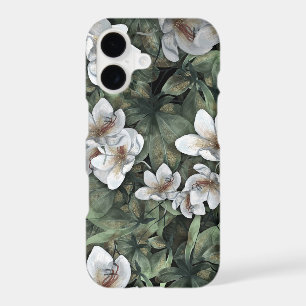 Flore blanche élégante sur une verdure sombre