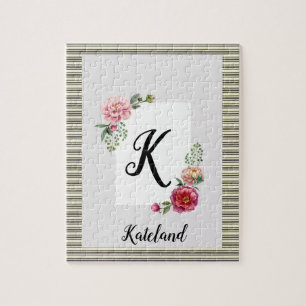 Flore Brown Stripe Jigsaw Puzzle Daisy