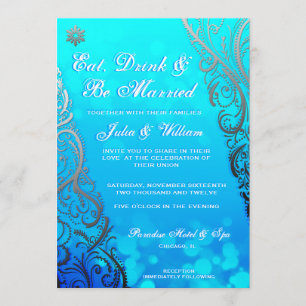 Flore de flocons de neige et Invitation de mariage