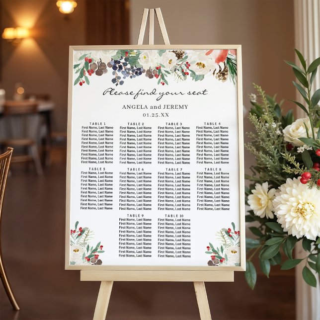 Flore d'hiver 10 tables Tableau de sièges Mariages (Créateur téléchargé)