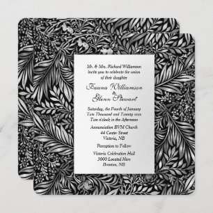 Flore et faune Faire-part de mariage noir et blanc