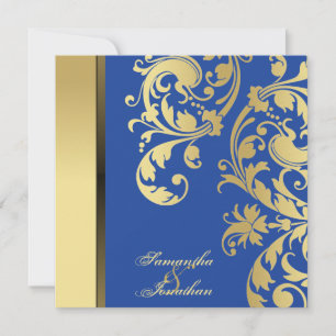 Flore Faire-part de mariage Blue Gold Shimmer