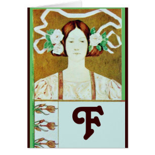 FLORE / FEMME AVEC ROSES BLANCHES MONOGRAMME