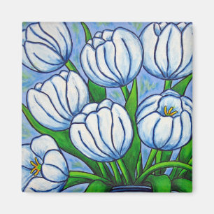 Flore funky - Aimant de tulipe blanche