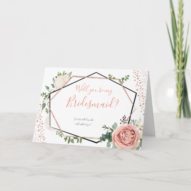 Flore géométrique Serez-vous ma carte de servante (Devant)