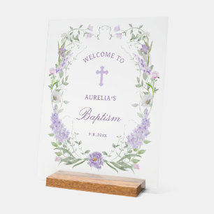 Flore Lilac Lavender Frame Baptême Bienvenue
