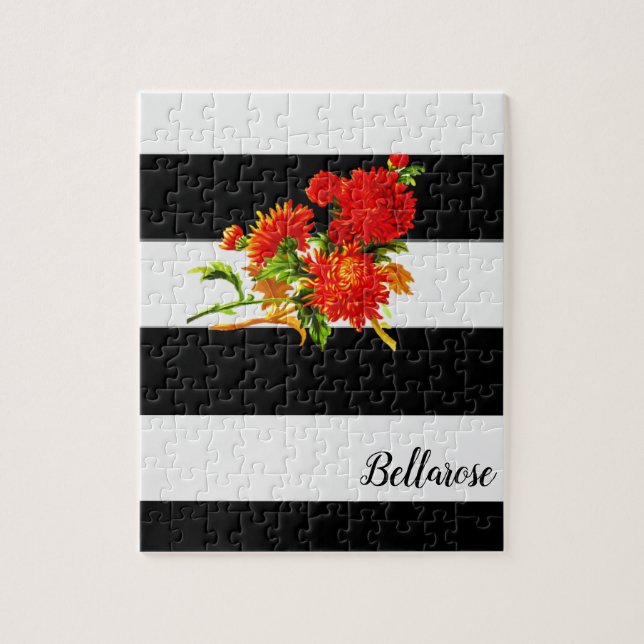 Flore noir blanc bande Jigsaw Puzzle Daisy (Vertical)