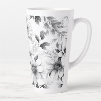 Flore Noir et blanc Motif latte esthétique Mug