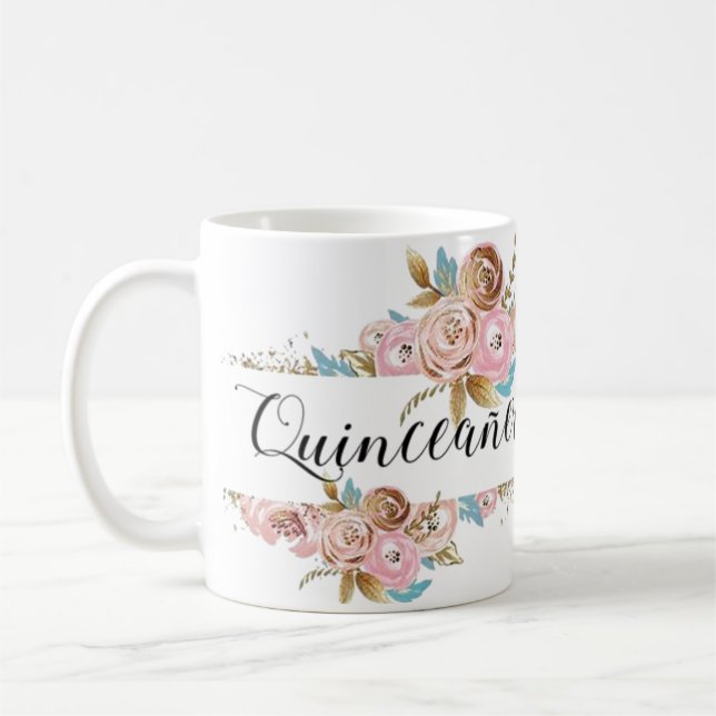 Flore Quinceañera tasse élégante personnaliser  (Gauche)