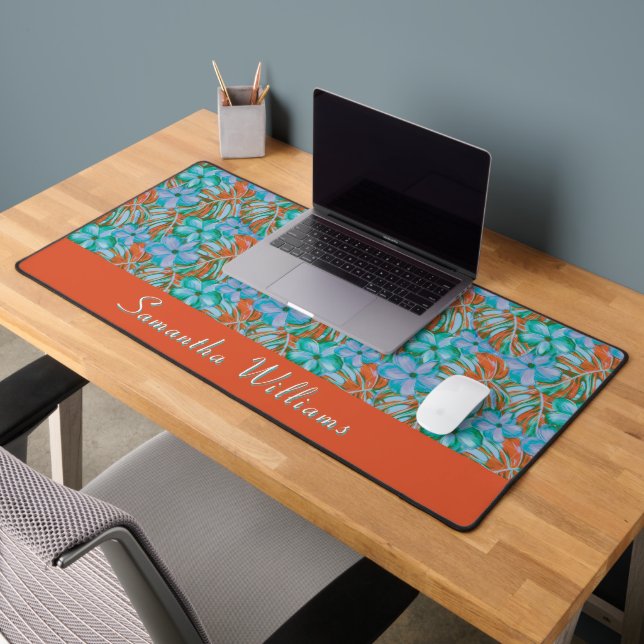 Flore rétro orange et bleue (Bureau 2)