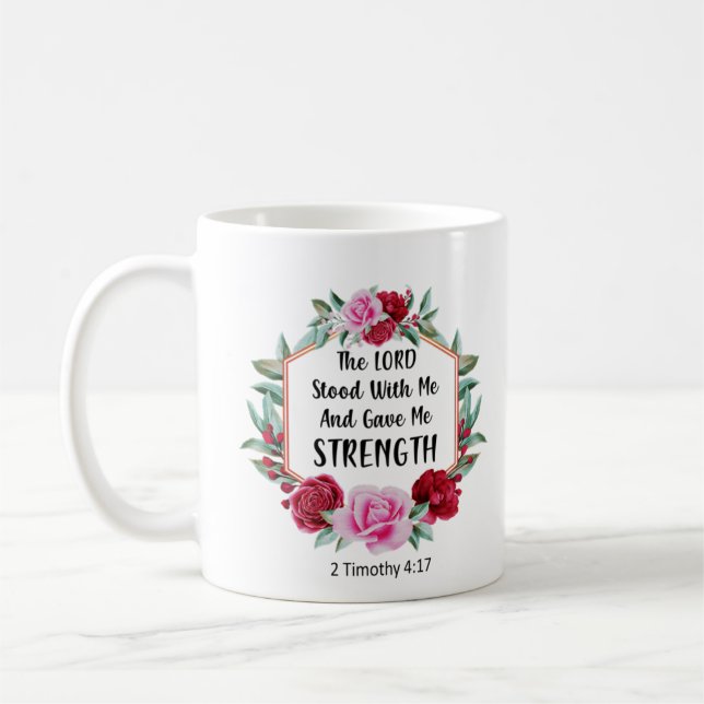 Flore Rose Bible Verse Mug 2 Timothy Mug (Gauche)