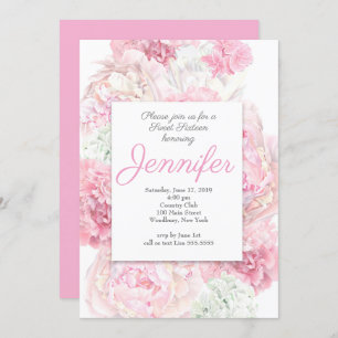 Flore rose pâle 16 Invitation