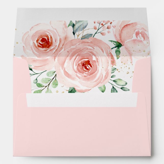 Flore rose pâle Enveloppe botanique moderne (Dos (Bas))