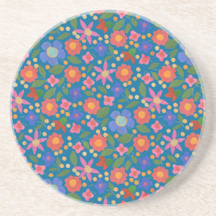 Flore style art populaire sur Dessous de verre de 