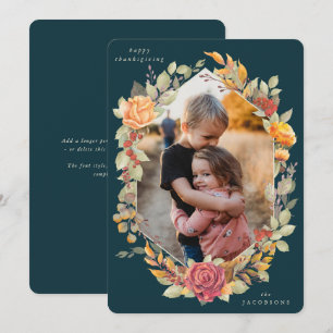 Flore verte d'automne Thanksgiving Carte photo