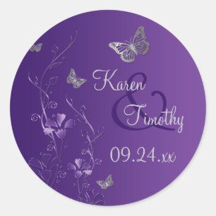 Flore violette et argentée avec Sticker à papillon