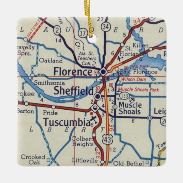 Florence and Muscle Shoals Alabama Ornament (Front)