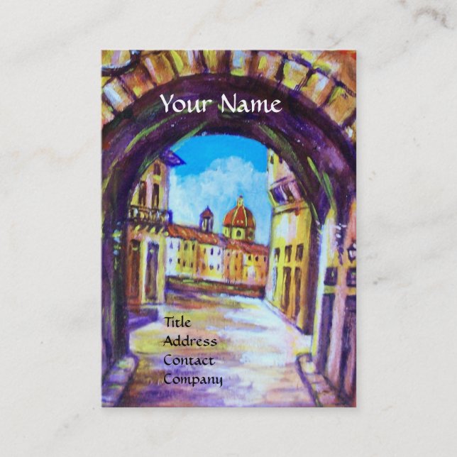 FLORENCE ANTIQUE ALLEY VIEW CHURCH CESTELLO BUSINESS CARD (Front)
