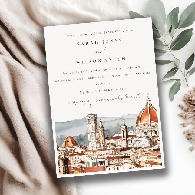 Florence Cathedral Italy Watercolor Couples Shower Invitation (Creator Uploaded)