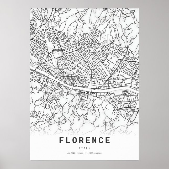 Florence City Cartography Map Poster (Front)