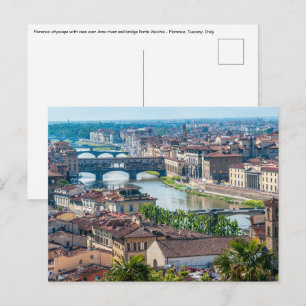 Florence cityscape - Ponte Vecchio over Arno river Postcard