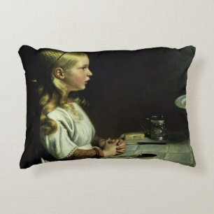 Florence Cope Saying Grace at Dinnertime Decorative Pillow