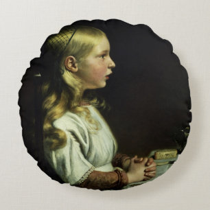 Florence Cope Saying Grace at Dinnertime Round Pillow
