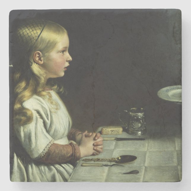 Florence Cope Saying Grace at Dinnertime Stone Coaster (Front)