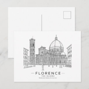 Florence Duomo Renaissance Line Art Postcard