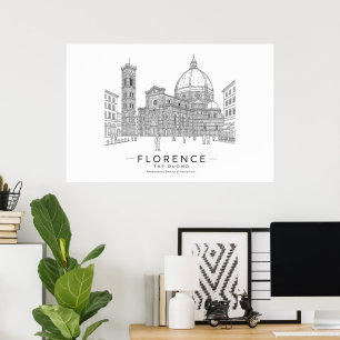 Florence Duomo Renaissance Line Art Poster