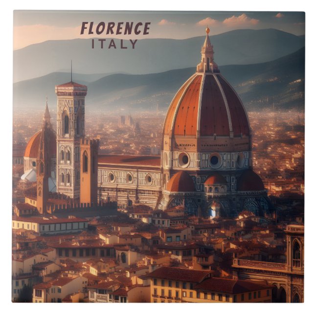 Florence Duomo Santa Maria del Fiore Italy Travel Tile (Front)