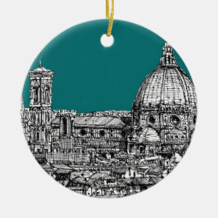 Florence in turquoise ceramic ornament