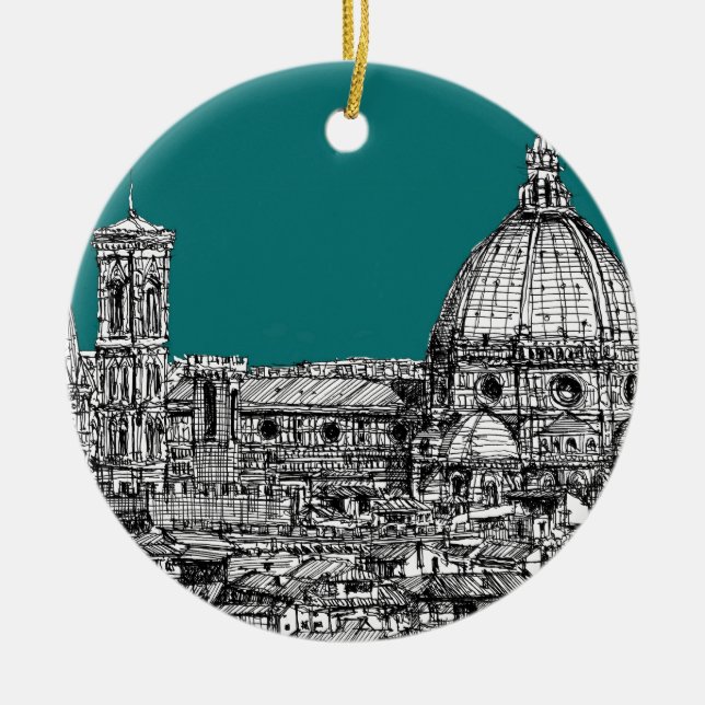 Florence in turquoise ceramic ornament (Front)