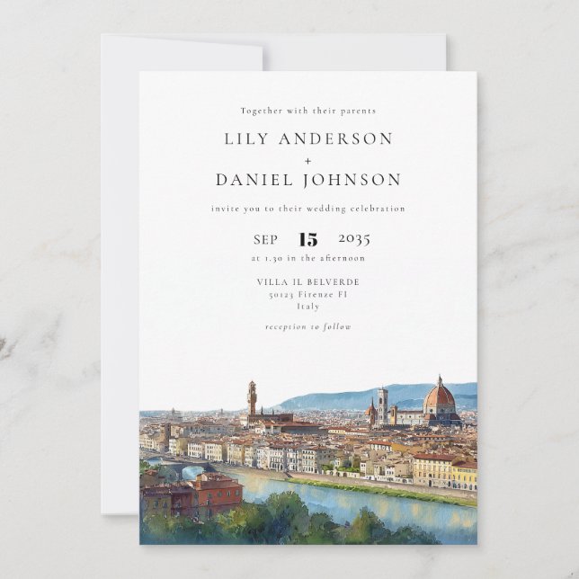 Florence Italian Destination Photo Wedding Invitation (Front)