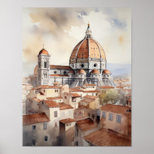 Florence Italie Aquarelle Art Imprimer Poster