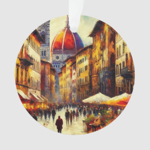 Florence, Italie Rue avec Duomo Peinture