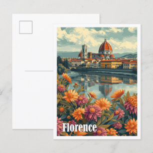 Florence Italy Artistic Travel Illustration Postcard