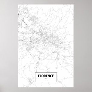 Florence, Italy (black on white) Poster