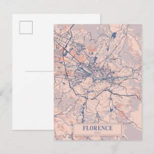 Florence Italy Breezy City Map Travel Postcard