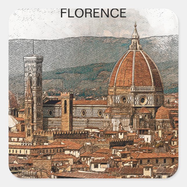 Florence Italy Duomo Cathedral Travel Square Sticker (Front)