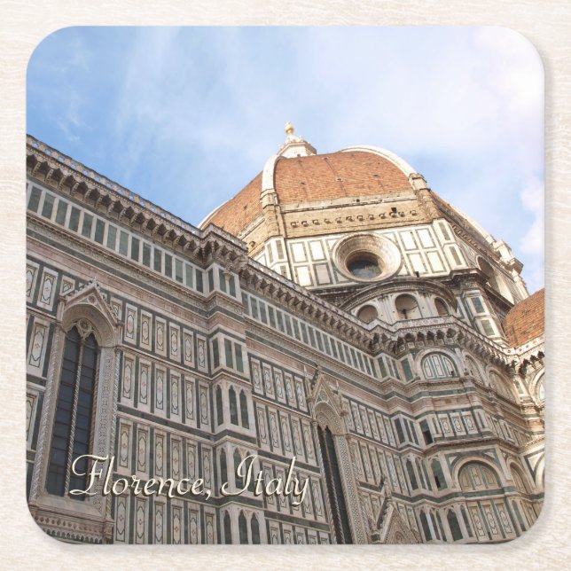 Florence Italy Duomo Holiday Photo Square Paper Coaster (Front)