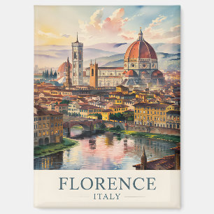 Florence Italy Duomo Skyline Vintage Watercolor Magnet