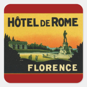Florence Italy HOTEL DeROME Square Sticker
