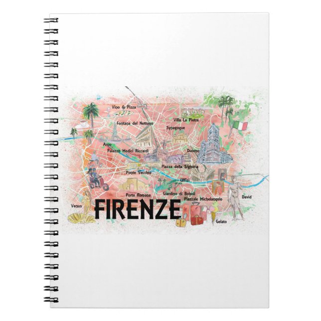 Florence Italy Illustrated Map with Landmarks Notebook (Front)