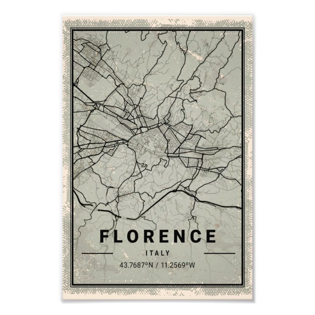 Florence italy map print poster canvas (Devant)