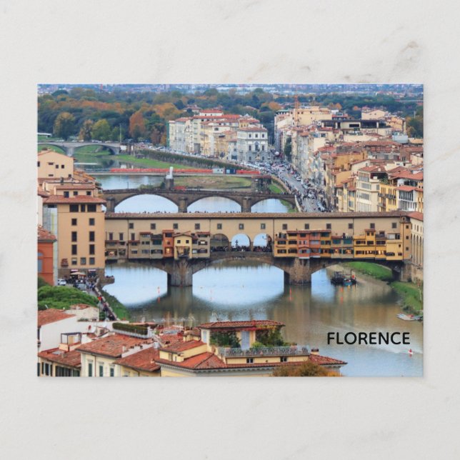 Florence Italy Ponte Vecchio Bridge Travel Postcard (Front)