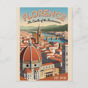 Florence Italy Retro Cityscape Travel Postcard